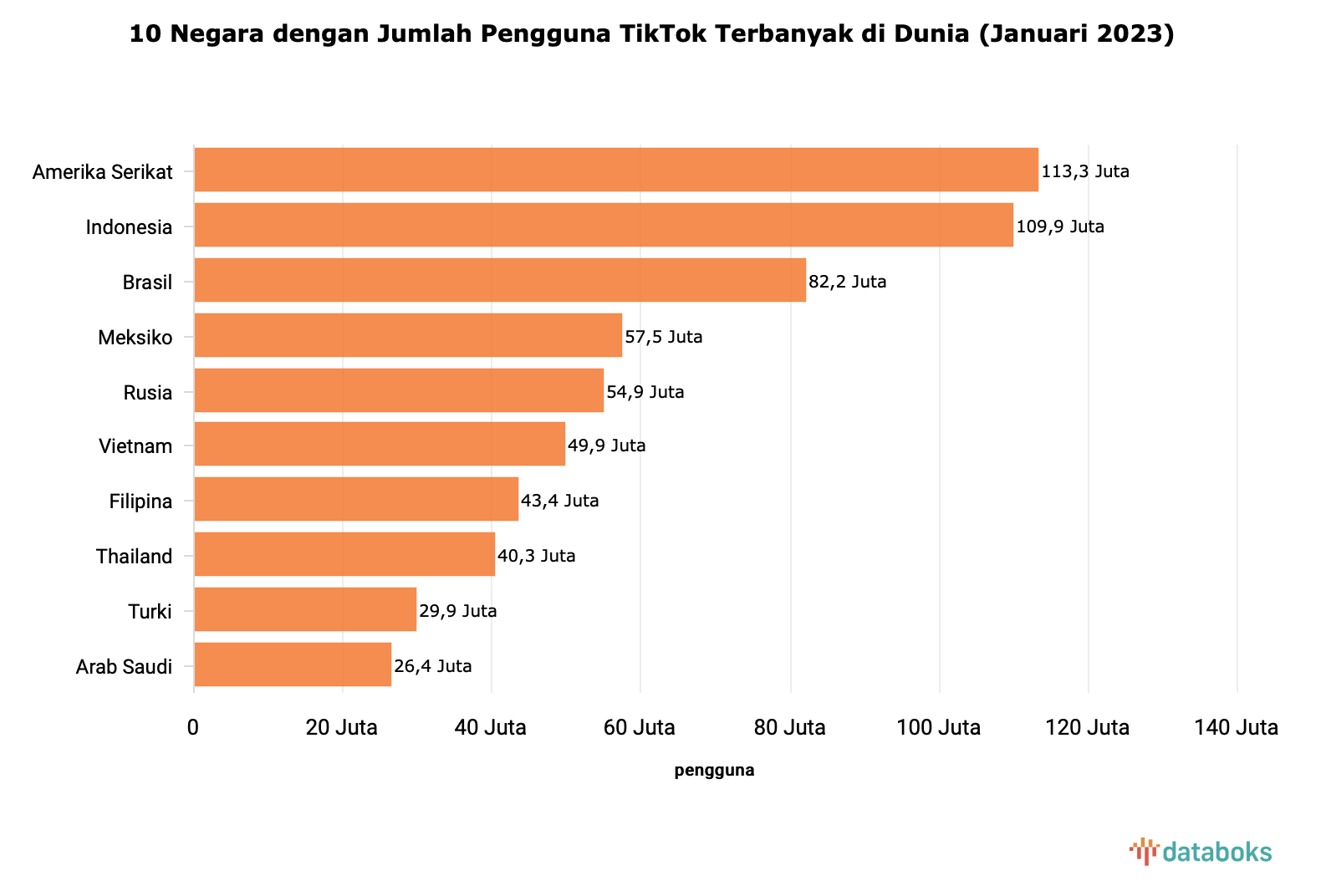 Source: https://databoks.katadata.co.id/datapublish/2023/02/27/indonesia-sabet-posisi-kedua-sebagai-negara-pengguna-tiktok-terbanyak-di-dunia-pada-awal-2023