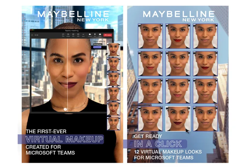  Virtual makeup filter Maybelline untuk Microsoft Teams.